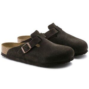 Birkenstock Shoes Boston Mocha Suede Leather Soft Footbed Sandals